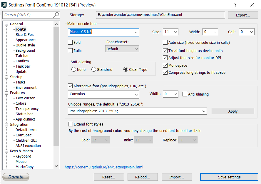 Cmder font
